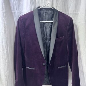 Men's Purple Suede Blazer with Black Trim